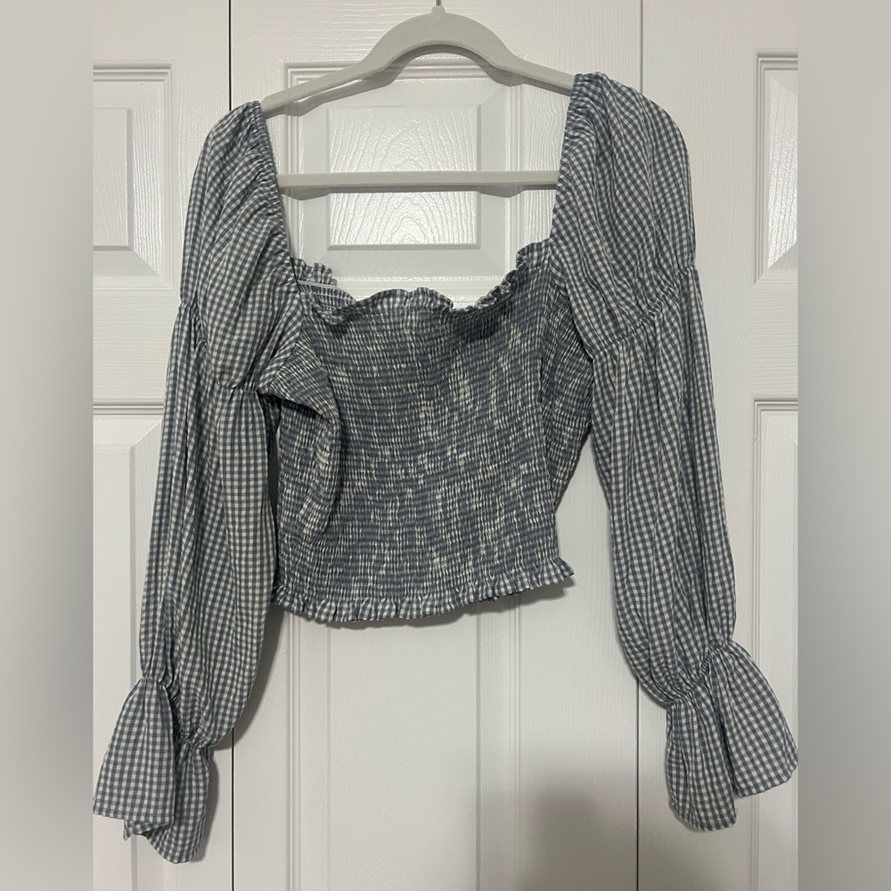 Urban Outfitters lavender gingham cropped blouse